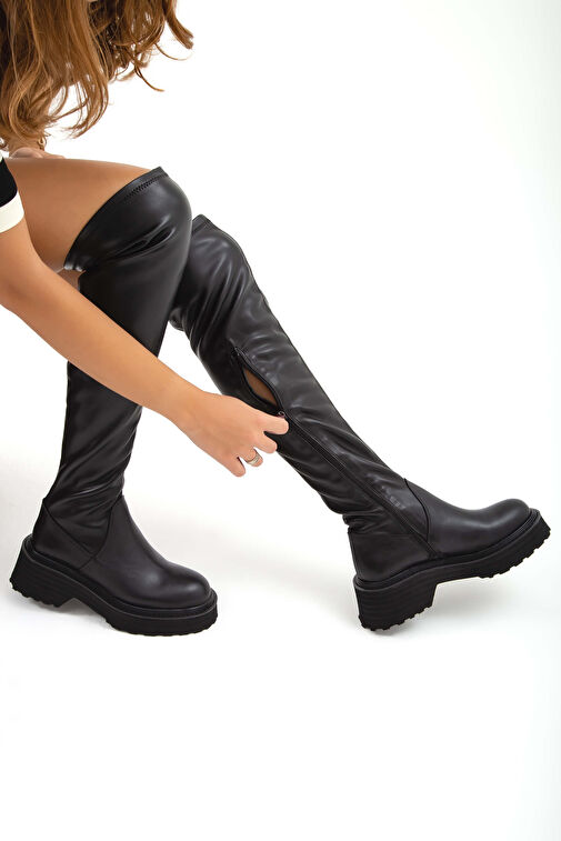 Tamer Tanca Kadın Hakiki Deri Siyah Casual Çizme - Görsel 7
