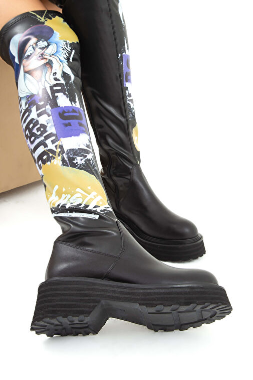 Tamer Tanca Kadın Hakiki Deri Siyah Casual Çizme - Görsel 6