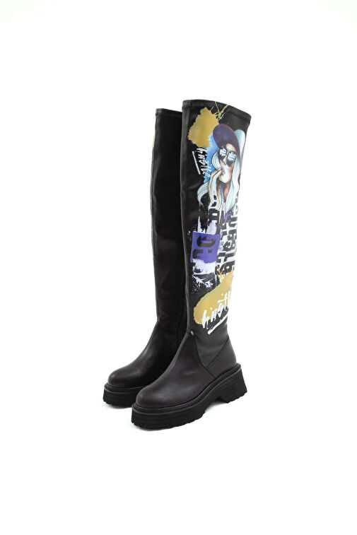 Tamer Tanca Kadın Hakiki Deri Siyah Casual Çizme - Görsel 9