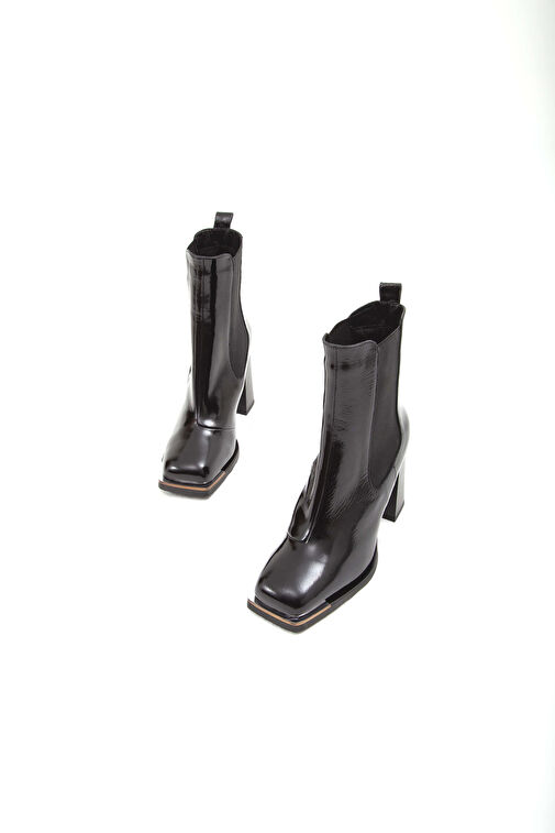 Tamer Tanca Kadın Hakiki Deri Siyah Rugan Casual Bot - Görsel 7