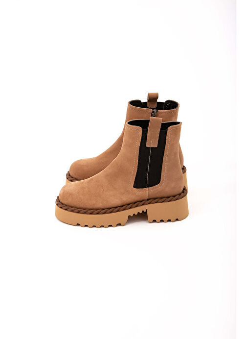 Tamer Tanca Kadın Hakiki Deri Bej Casual Bot - Görsel 7