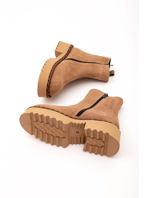 Tamer Tanca Kadın Hakiki Deri Bej Casual Bot - Görsel 8