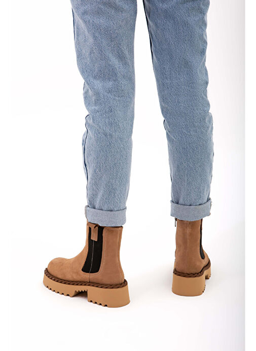 Tamer Tanca Kadın Hakiki Deri Bej Casual Bot - Görsel 5