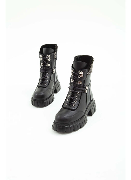 Tamer Tanca Kadın Hakiki Deri Siyah Casual Bot - Görsel 3