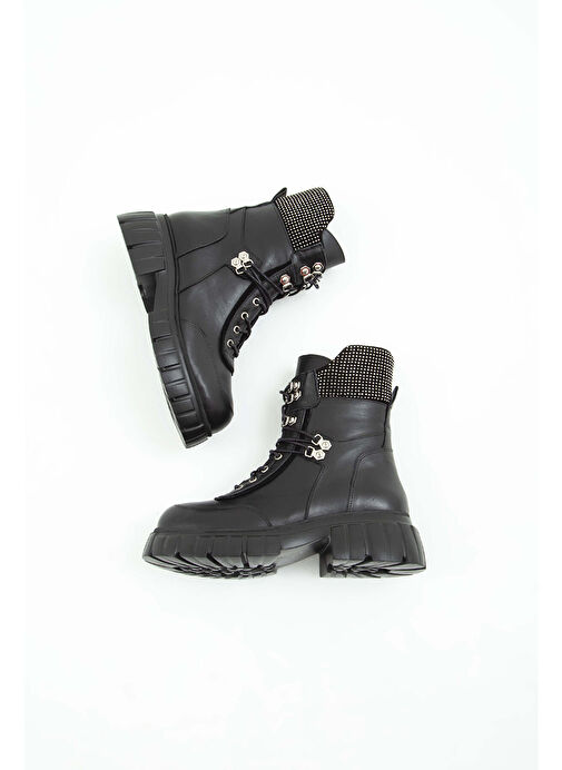 Tamer Tanca Kadın Hakiki Deri Siyah Casual Bot - Görsel 4