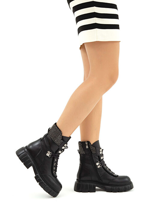 Tamer Tanca Kadın Hakiki Deri Siyah Casual Bot - Görsel 5