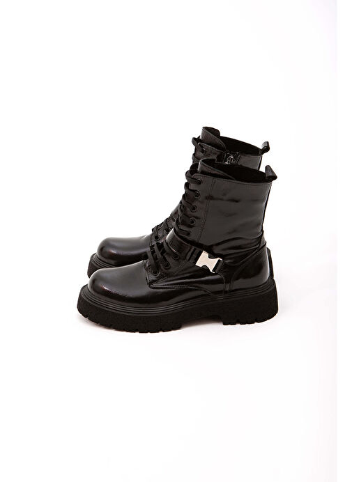 Tamer Tanca Kadın Hakiki Deri Siyah Rugan POSTAL Bot - Görsel 6