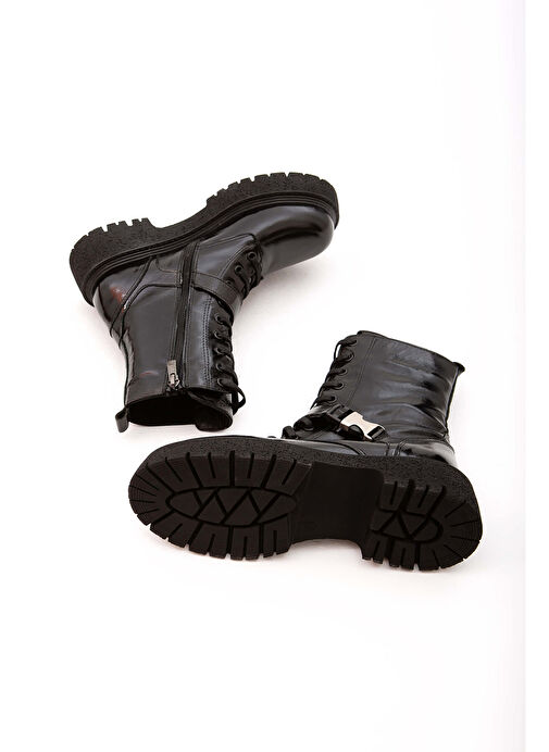 Tamer Tanca Kadın Hakiki Deri Siyah Rugan POSTAL Bot - Görsel 8