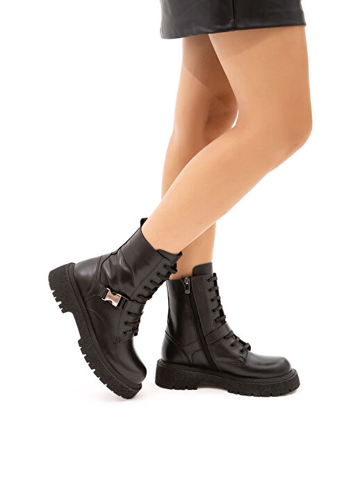 Tamer Tanca Kadın Hakiki Deri Siyah POSTAL Bot - Görsel 2