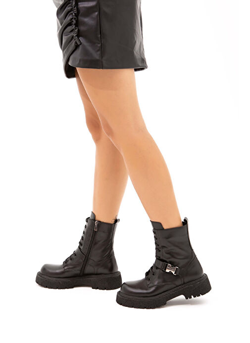 Tamer Tanca Kadın Hakiki Deri Siyah POSTAL Bot - Görsel 4