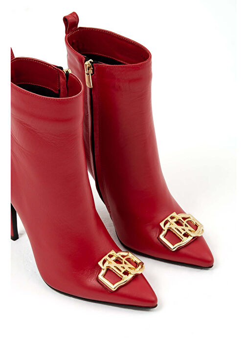 Tamer Tanca Kadın Hakiki Deri Kırmızı Topuklu Bot - Görsel 2
