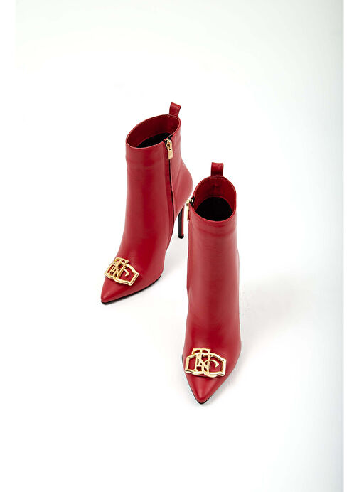 Tamer Tanca Kadın Hakiki Deri Kırmızı Topuklu Bot - Görsel 3