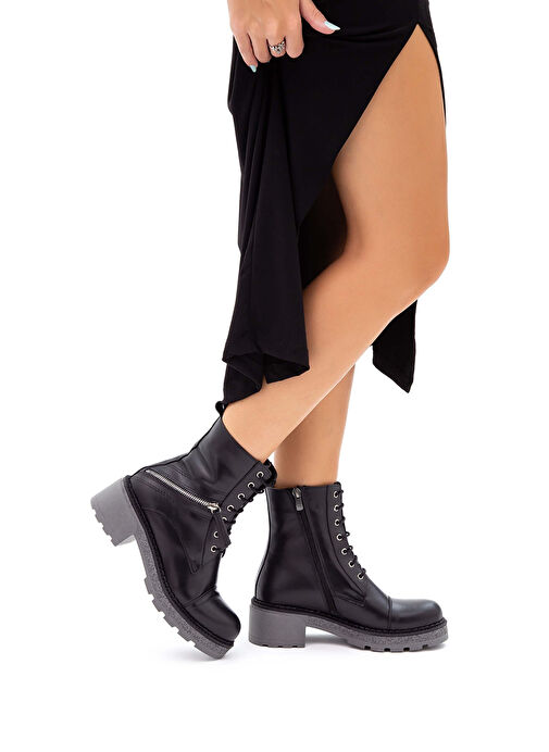 Tamer Tanca Kadın Hakiki Deri Siyah POSTAL Bot - Görsel 2