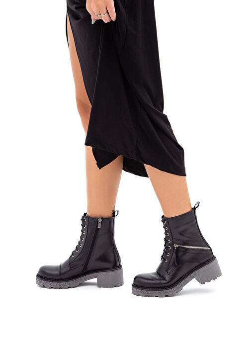 Tamer Tanca Kadın Hakiki Deri Siyah POSTAL Bot - Görsel 4