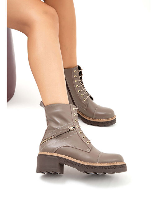 Tamer Tanca Kadın Hakiki Deri VIZON DR POSTAL Bot - Görsel 4