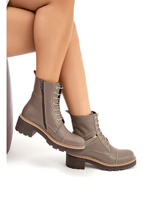 Tamer Tanca Kadın Hakiki Deri VIZON DR POSTAL Bot - Görsel 5