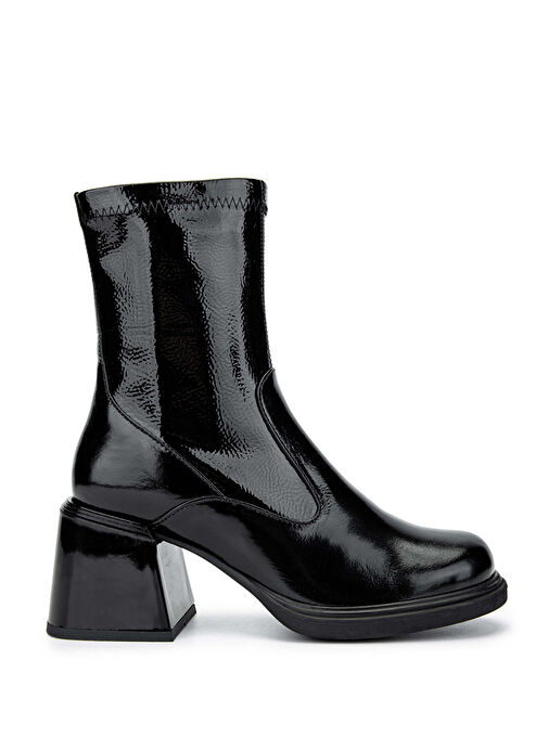 Tamer Tanca Kadın Hakiki Deri Siyah Rugan Casual Bot - Görsel 2