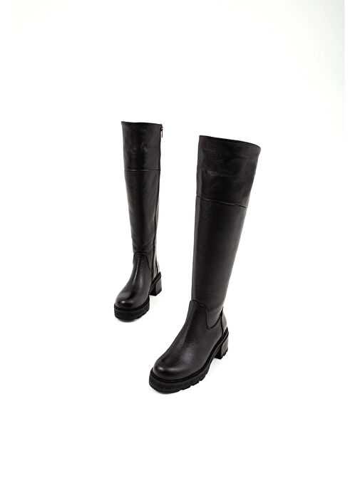 Tamer Tanca Kadın Hakiki Deri Siyah Floter Casual Çizme - Görsel 3