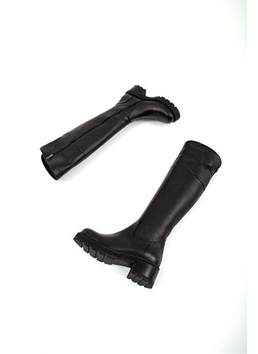 Tamer Tanca Kadın Hakiki Deri Siyah Floter Casual Çizme - Görsel 5