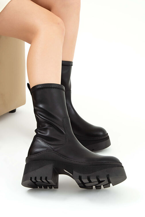 Tamer Tanca Kadın Hakiki Deri Siyah Analin Casual Bot - Görsel 5