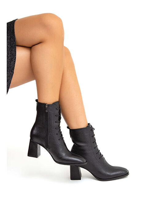 Tamer Tanca Kadın Hakiki Deri Siyah Bot - Görsel 5
