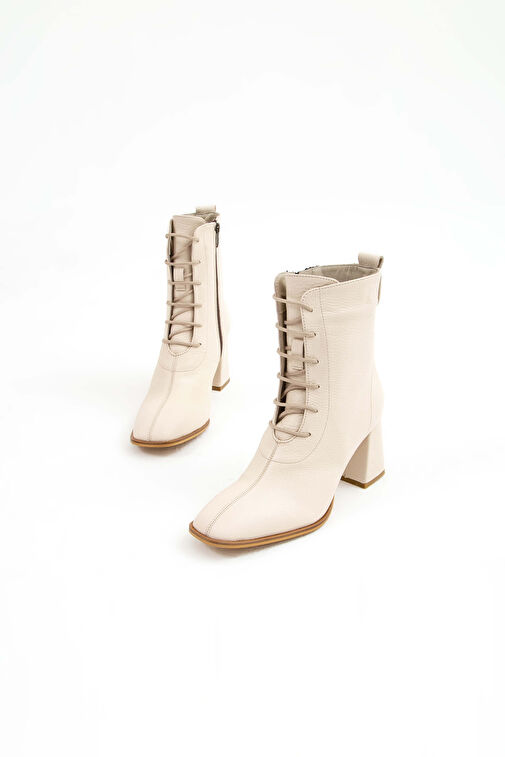 Tamer Tanca Kadın Hakiki Deri Bej Bot - Görsel 8