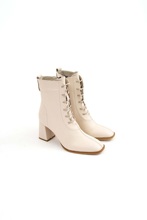 Tamer Tanca Kadın Hakiki Deri Bej Bot - Görsel 9