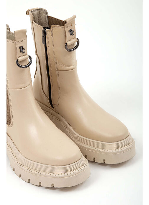 Tamer Tanca Kadın Hakiki Deri Bej Günlük Bot - Görsel 6