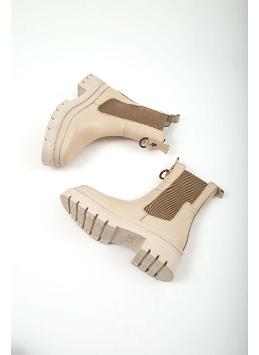 Tamer Tanca Kadın Hakiki Deri Bej Günlük Bot - Görsel 9