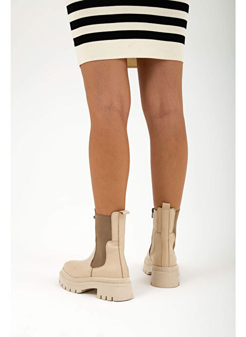 Tamer Tanca Kadın Hakiki Deri Bej Günlük Bot - Görsel 4