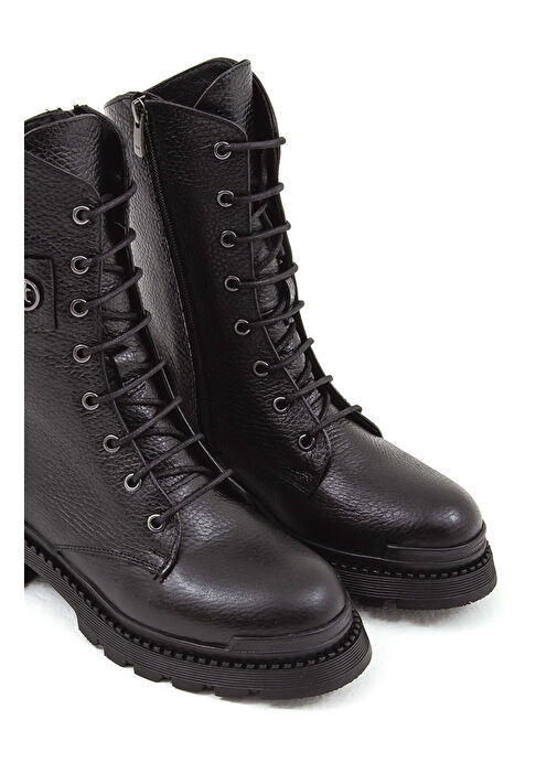 Tamer Tanca Kadın Hakiki Deri Siyah Floter Casual Bot - Görsel 2