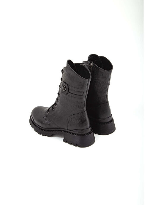 Tamer Tanca Kadın Hakiki Deri Siyah Floter Casual Bot - Görsel 5