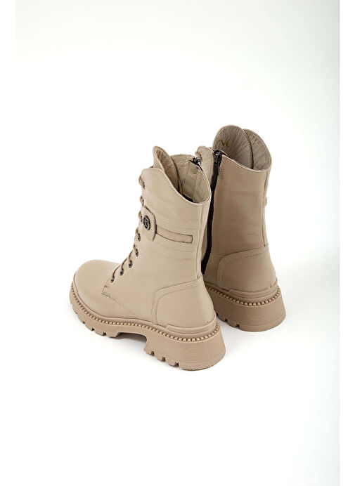 Tamer Tanca Kadın Hakiki Deri Krem Casual Bot - Görsel 9