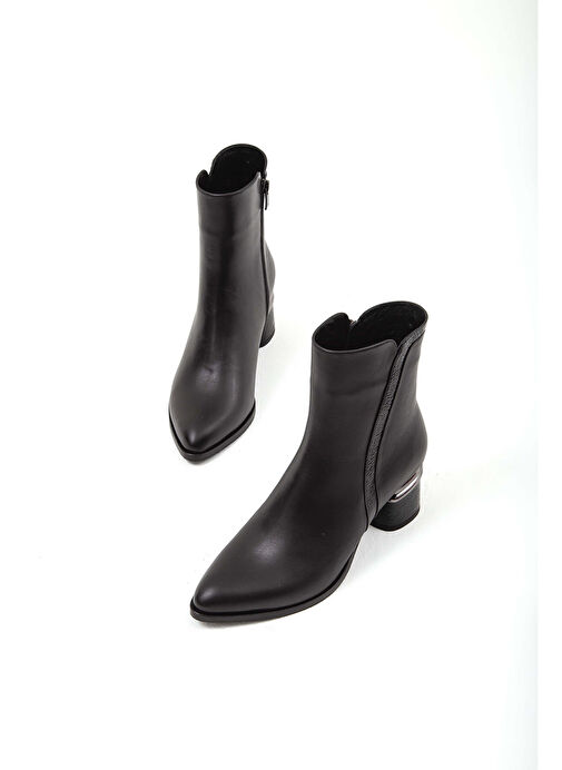 Tamer Tanca Kadın Hakiki Deri Siyah Klasik Bot - Görsel 3