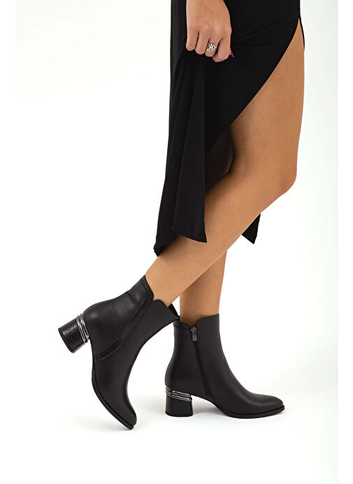 Tamer Tanca Kadın Hakiki Deri Siyah Klasik Bot - Görsel 6