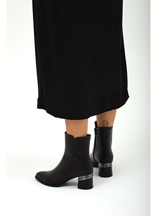 Tamer Tanca Kadın Hakiki Deri Siyah Klasik Bot - Görsel 7