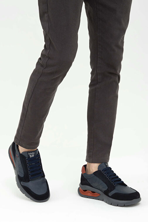 CALLAGHAN Erkek Hakiki Deri Mavi Sneakers & Spor Ayakkabı - Görsel 3