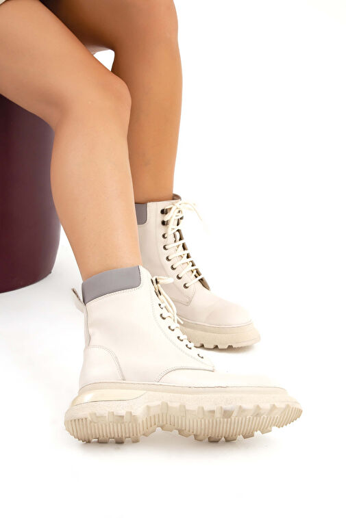 Tamer Tanca Kadın Hakiki Deri Bej Günlük Bot - Görsel 5