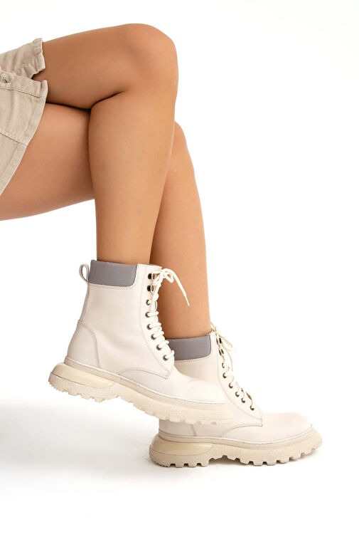 Tamer Tanca Kadın Hakiki Deri Bej Günlük Bot - Görsel 6