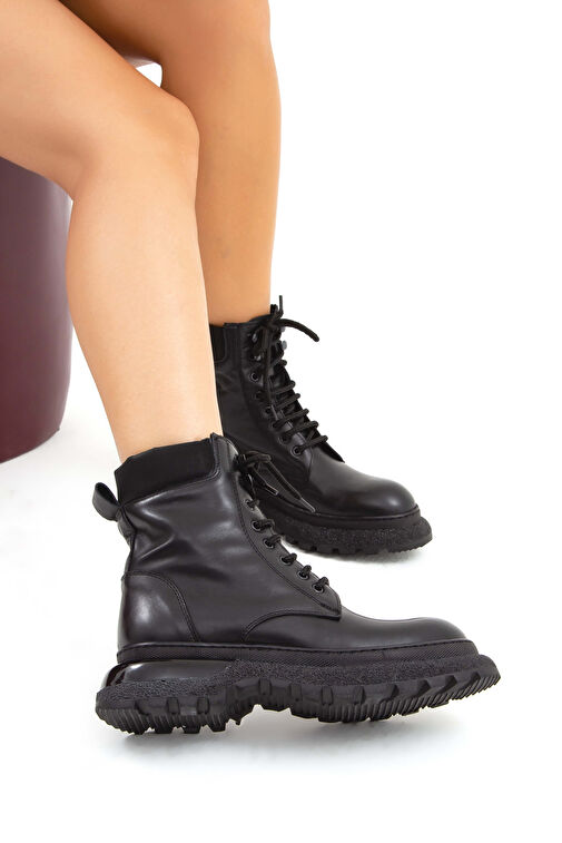 Tamer Tanca Kadın Hakiki Deri Siyah Analin Günlük Bot - Görsel 5