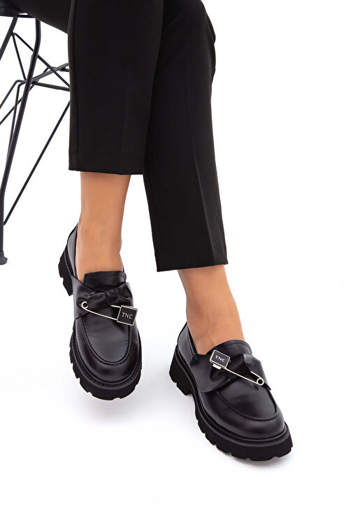 Tamer Tanca Kadın Hakiki Deri Siyah Loafer Ayakkabı - Görsel 8