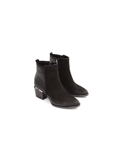 Tamer Tanca Kadın Hakiki Deri Siyah Nubuk Klasik Bot - Görsel 5