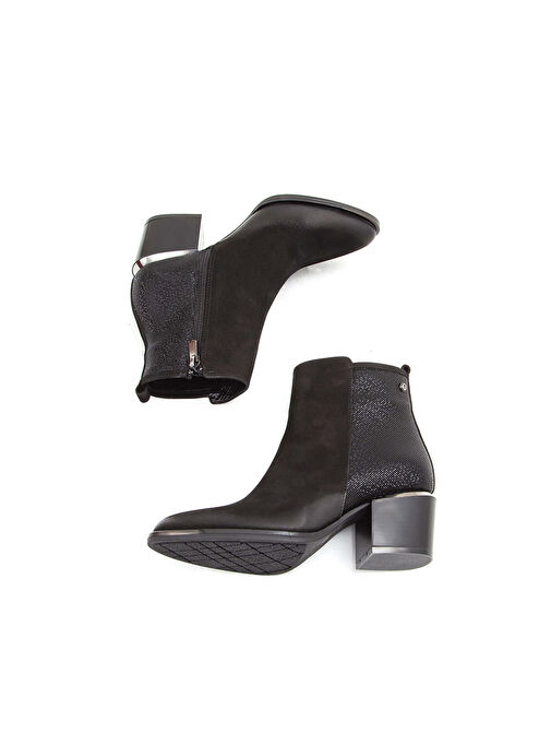 Tamer Tanca Kadın Hakiki Deri Siyah Nubuk Klasik Bot - Görsel 9