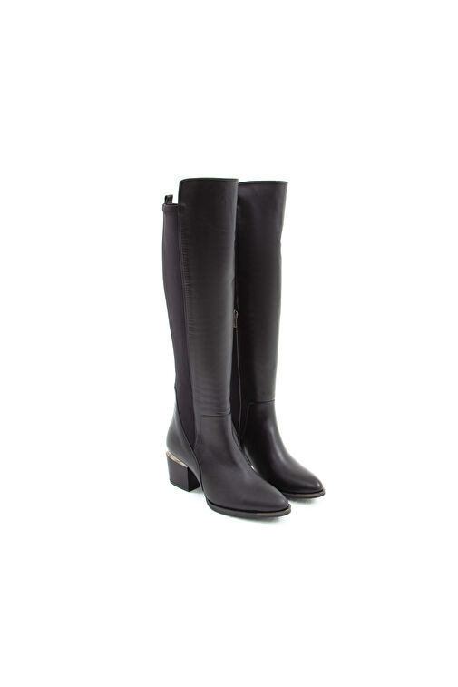 Tamer Tanca Kadın Hakiki Deri Siyah Klasik Çizme - Görsel 7