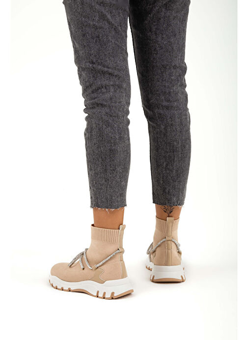 Tamer Tanca Kadın Triko Bej Günlük Bot - Görsel 7