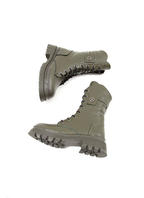 Tamer Tanca Kadın Hakiki Deri Yeşil Casual Bot - Görsel 7