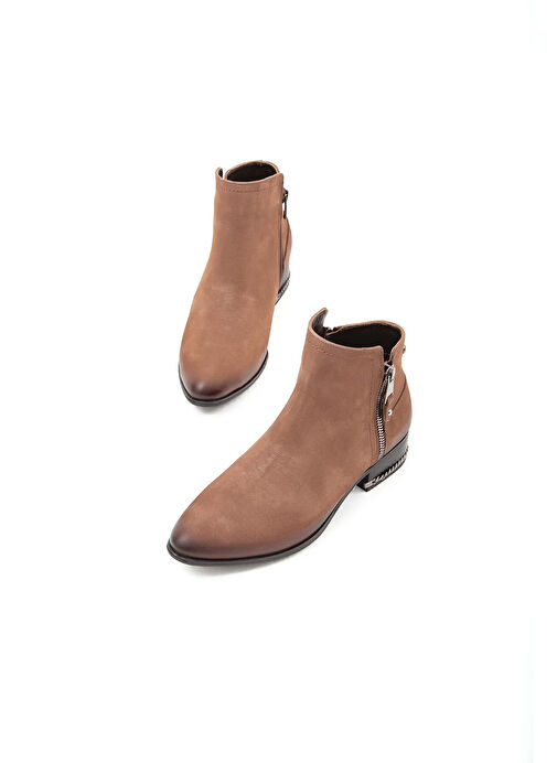 Tamer Tanca Kadın Hakiki Deri Bej Klasik Bot - Görsel 7