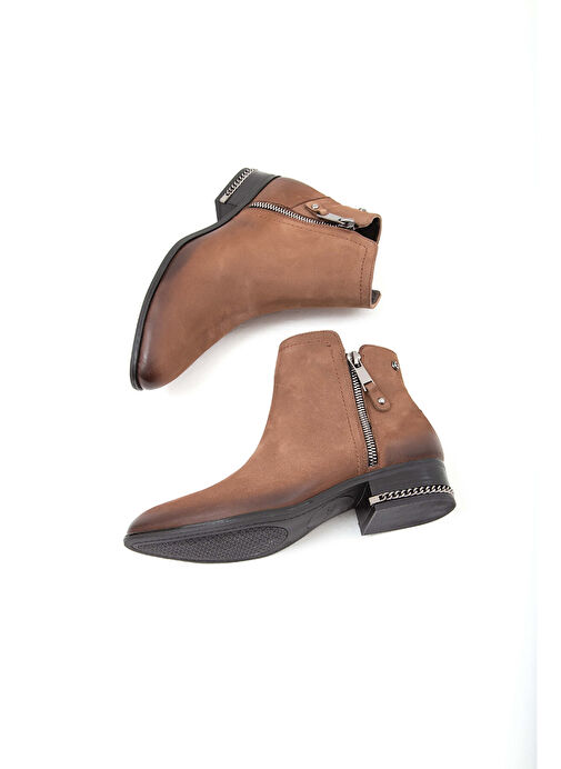 Tamer Tanca Kadın Hakiki Deri Bej Klasik Bot - Görsel 9