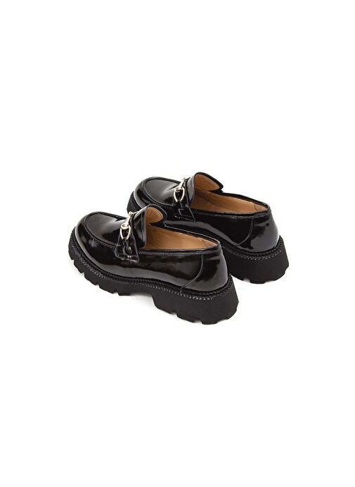 Tamer Tanca Kadın Hakiki Deri Siyah Rugan Loafer Ayakkabı - Görsel 4