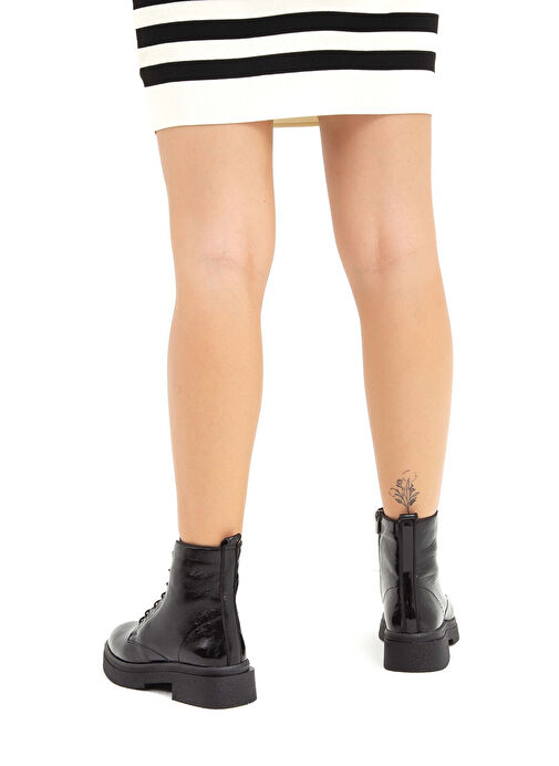 Tamer Tanca Kadın Hakiki Deri Siyah Rugan Casual Bot - Görsel 9